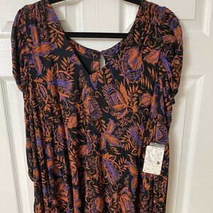 NWT. Free People Noir Combo Tunic Top.